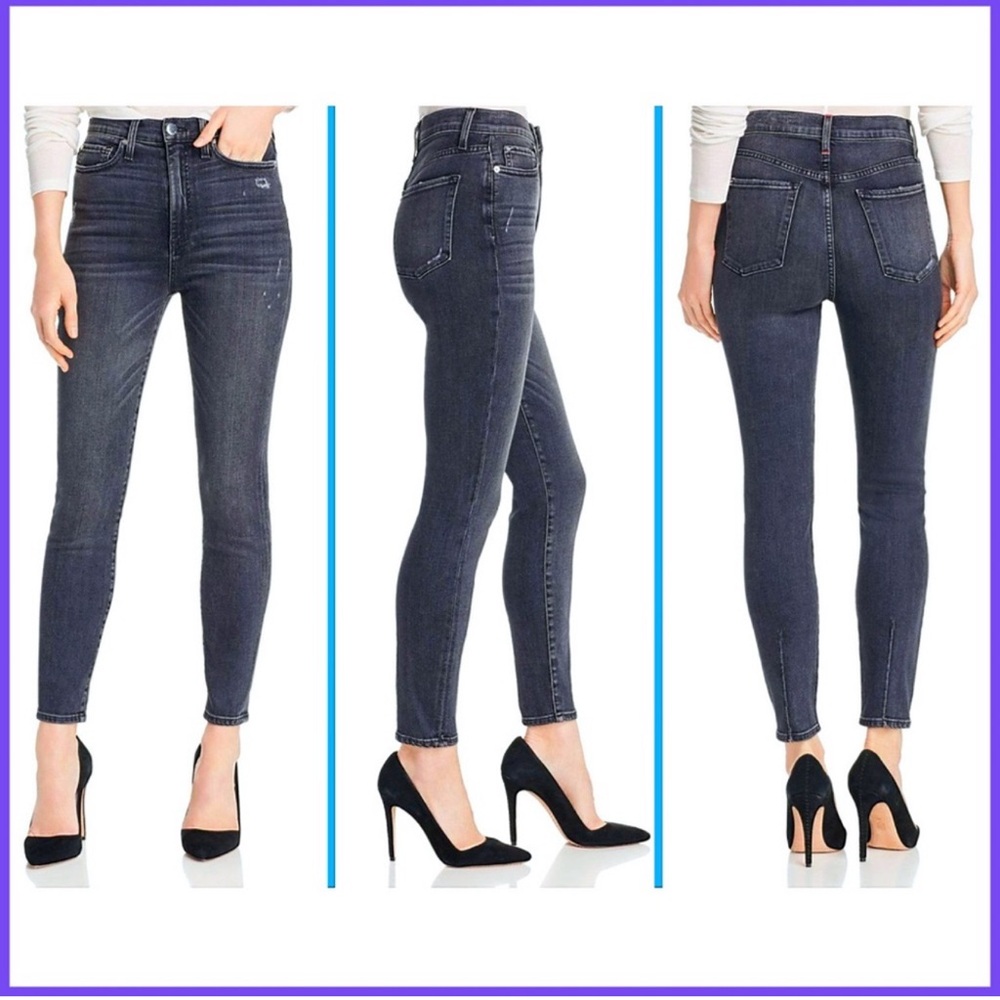 Alice + Olivia Good High Rise Distressed Black Magic Skinny Jeans Pant